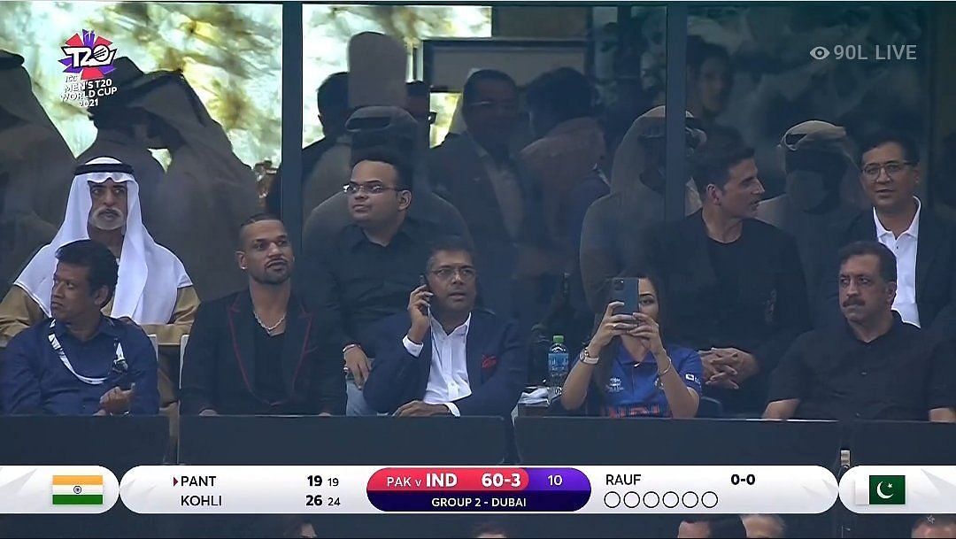 Shikhar Dhawan and Akshay Kumar along with BCCI officials were in the stands (Credit: Twitter)